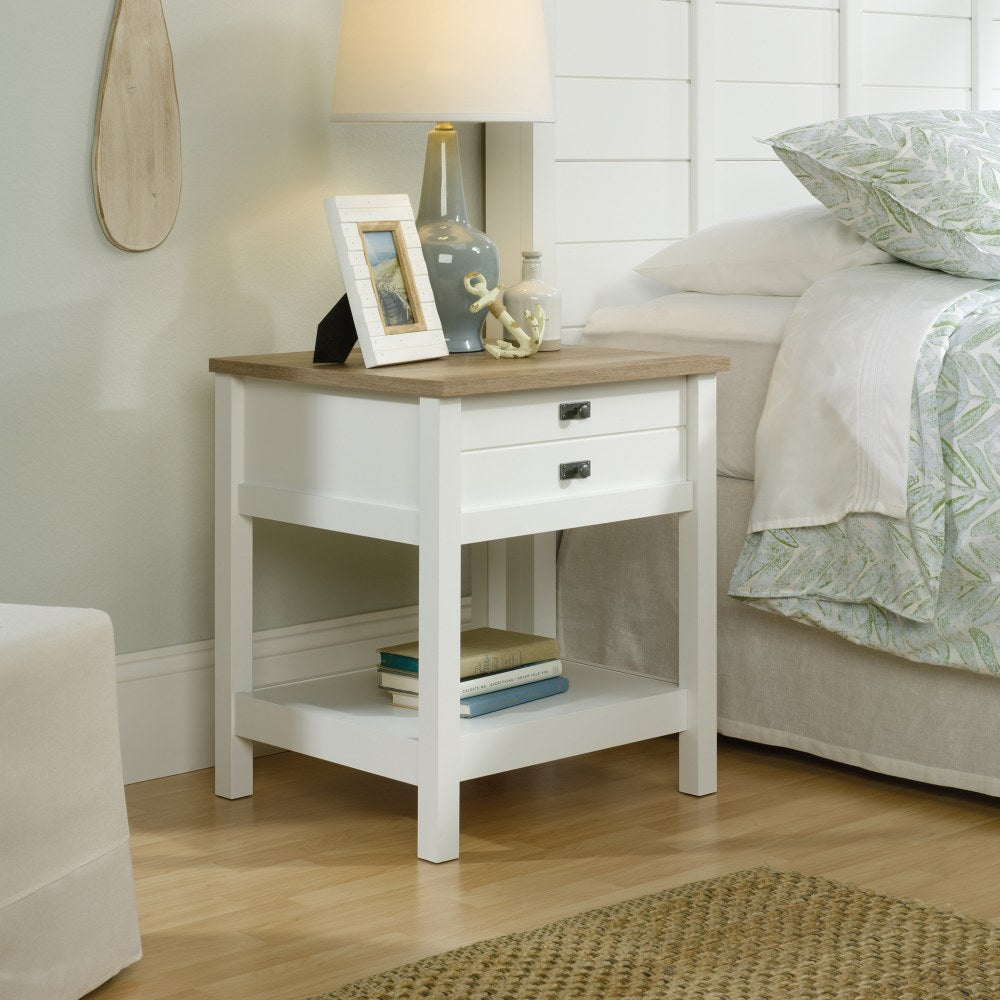 Sauder Cottage Road Side Table, Rectangular, Lintel Oak/Soft White