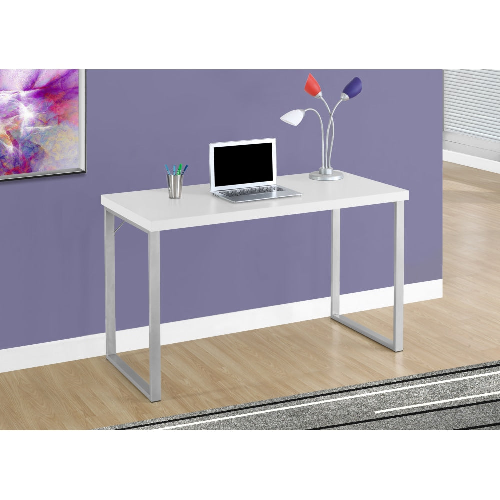 Monarch Specialties Contemporary 48inW Computer Desk, White/Silver