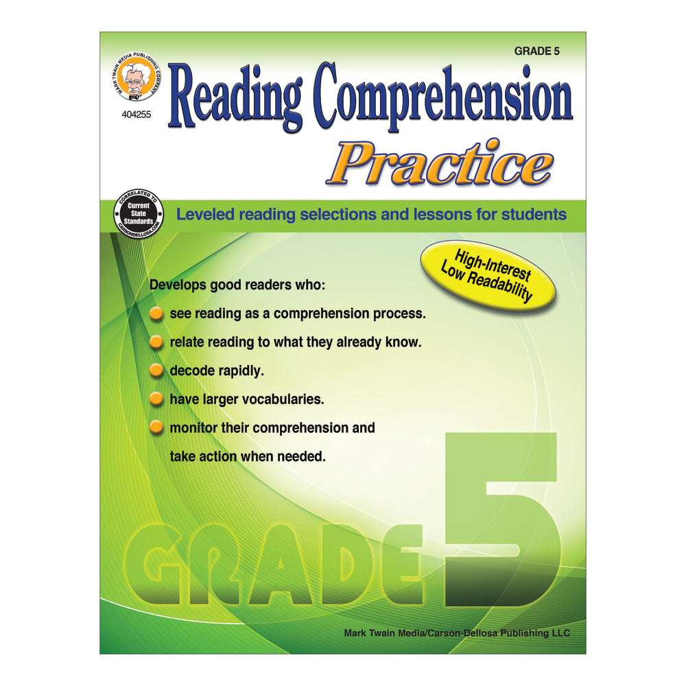 Mark Twain Media Reading Comprehension Practice, Grade 5