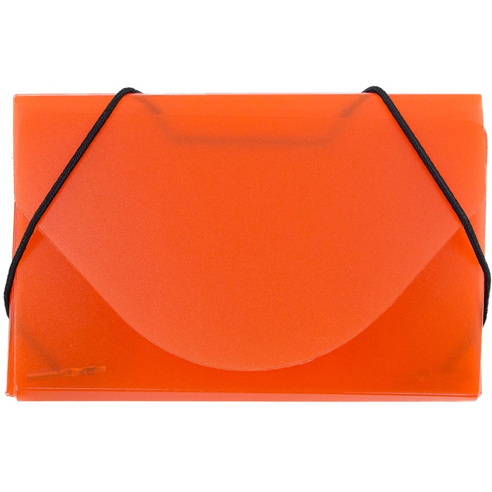 JAM Paper Business Card Case With Elastic Closure, Orange Frost