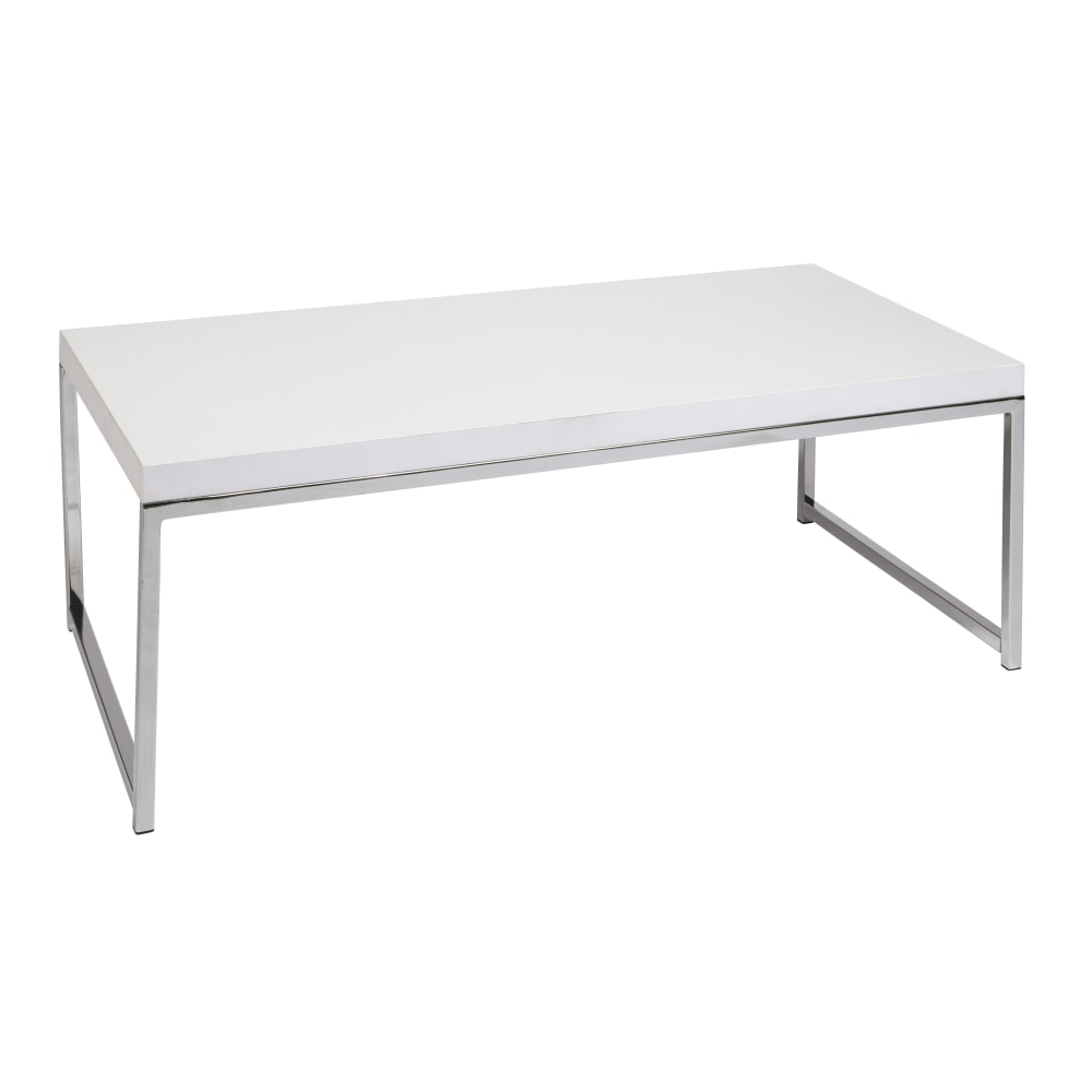 Ave Six Wall Street Table, Coffee, Rectangular, White/Chrome