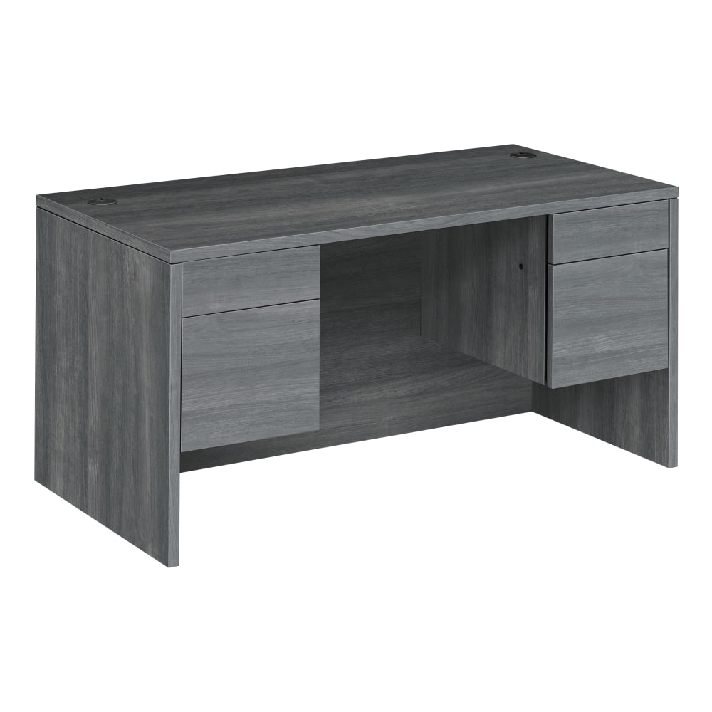 HON 10500 60in 3-Drawer Left-Pedestal Computer Desk, Sterling Ash