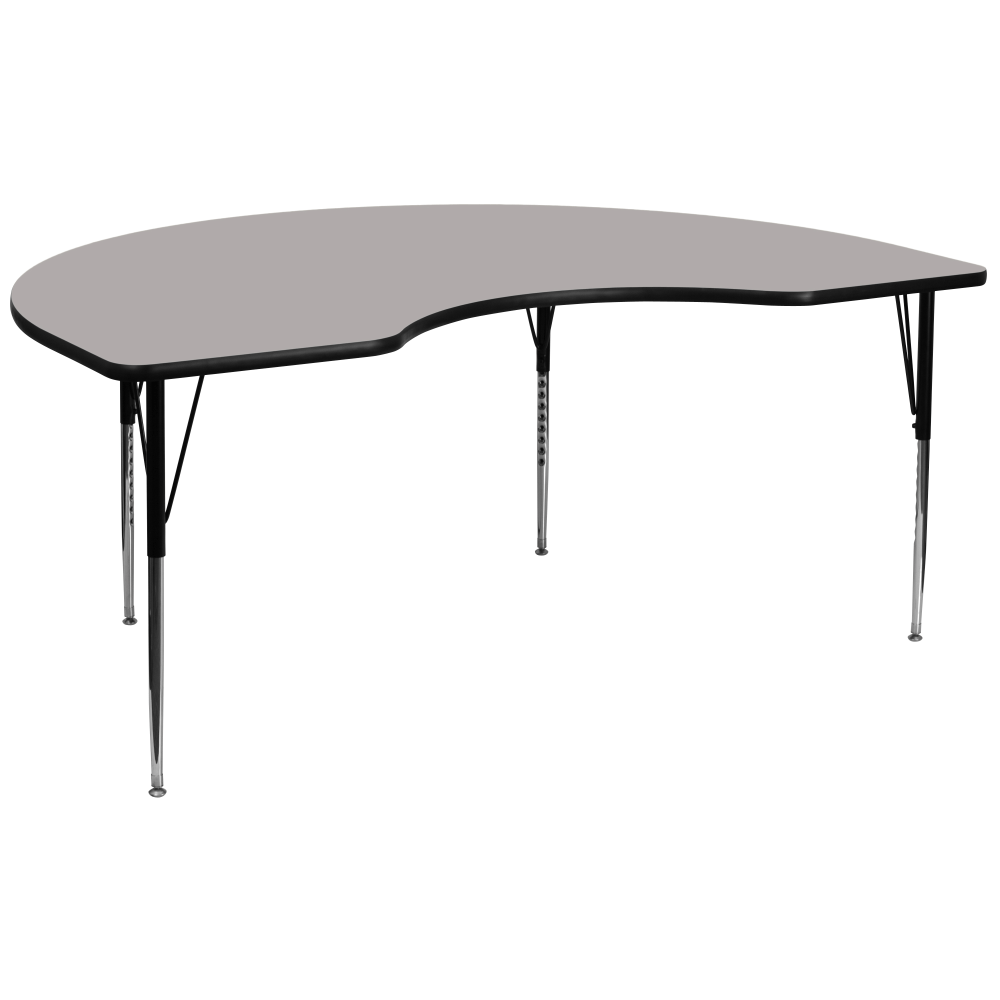 Flash Furniture 96ft"W Kidney HP Laminate Activity Table With Standard Height-Adjustable Legs, Gray