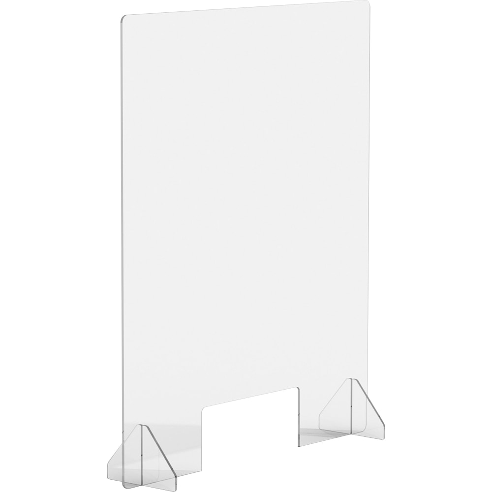 Lorell Social Distancing Barrier With Cutout, 30in x 36in, Clear