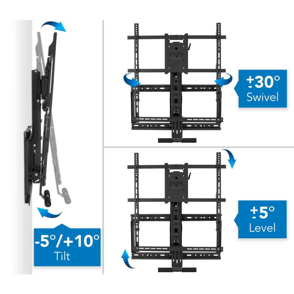 Mount-It! MI-384 Height-Adjustable Fireplace TV Mount For Screens 42 - 65in, 70inH x 40inW x 13inD, Black