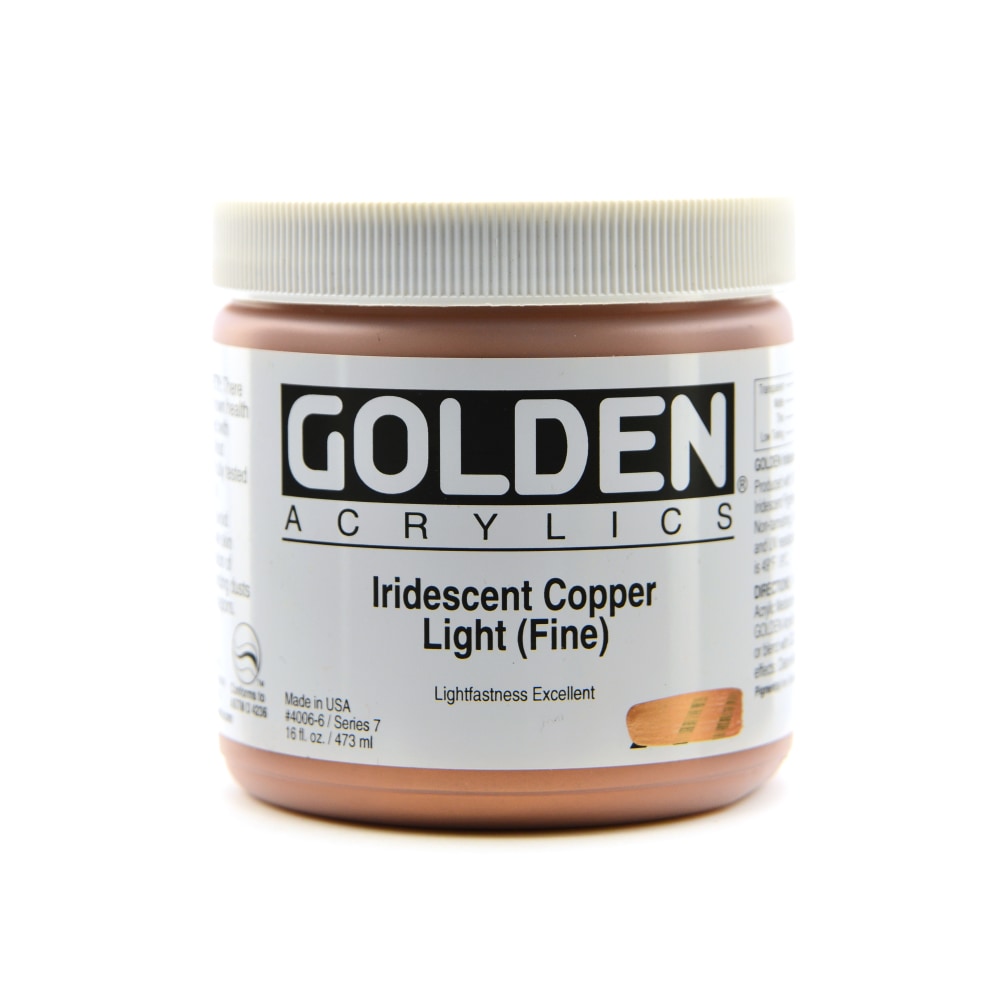 Golden Acrylic Paint, Fine, 16 Oz, Iridescent Copper Light