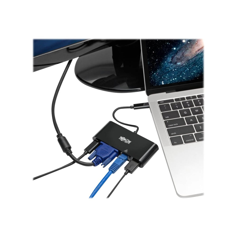 Tripp Lite USB C to VGA Multiport Adapter Dock USB Type C to VGA Black, Thunderbolt 3 Compatible, USB Type C, USB-C, USB Type-C - for Notebook/Tablet PC/Desktop PC/Smartphone