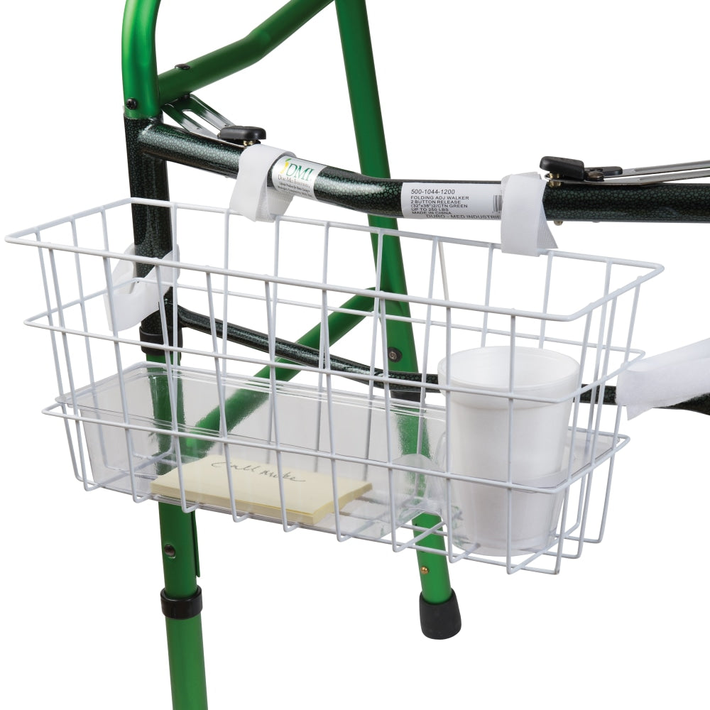 HealthSmart Walker Basket With Tray And Cup Holder, 7inH x 16inW x 5 1/2inD, White