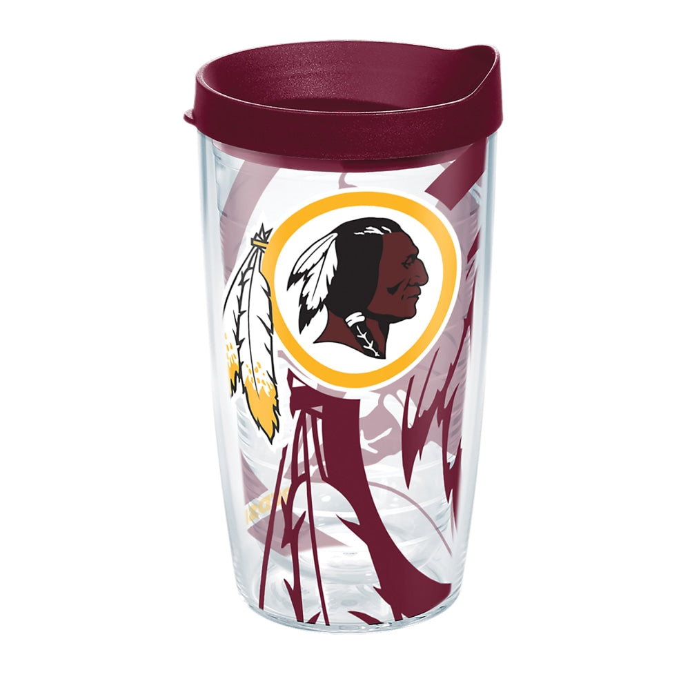 Tervis NFL Tumbler With Lid, 16 Oz, Washington Redskins, Clear