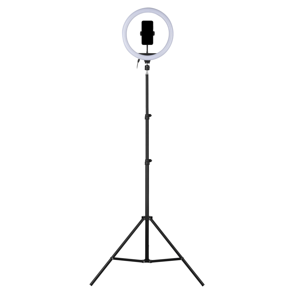 Volkano Insta Series 12in Ring Light With Floor Tripod, Black, VK-6510-BK