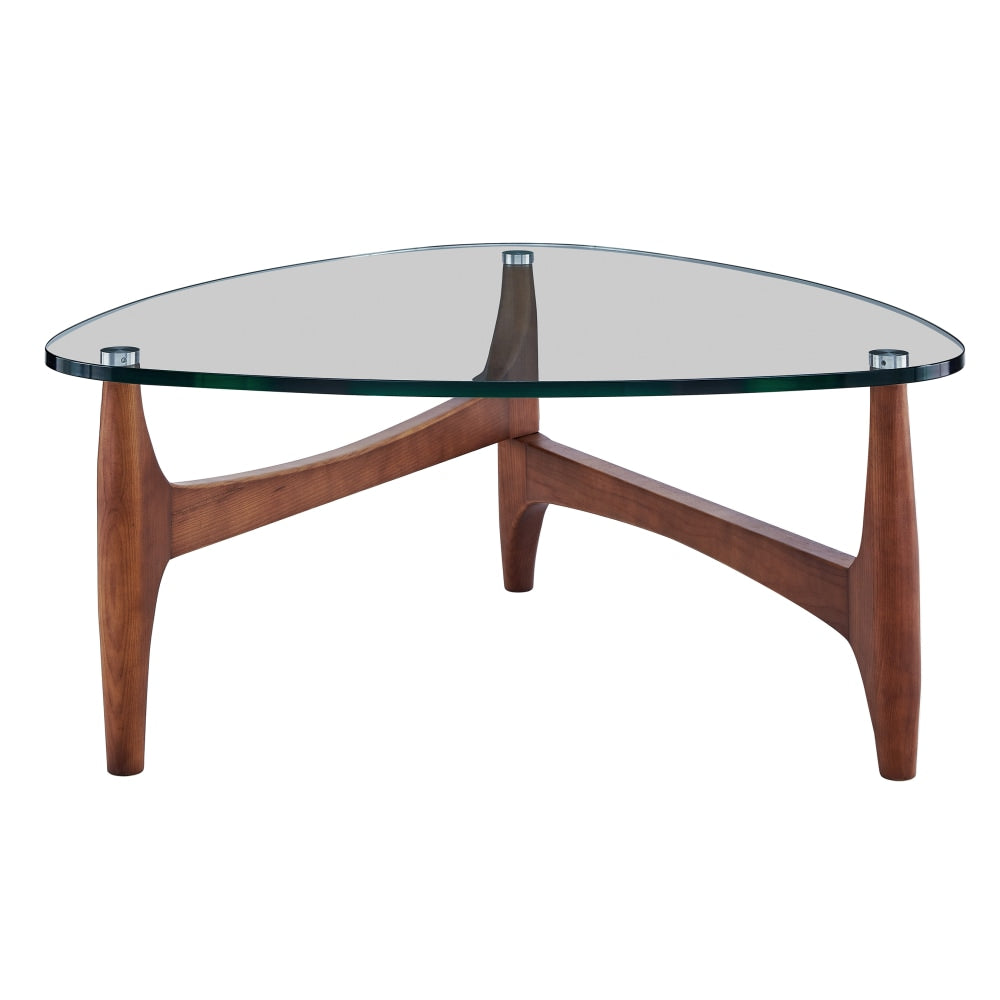 Eurostyle Ledell Coffee Table, 15-4/5inH x 35-2/5inW x 35-2/5inD, Walnut/Clear