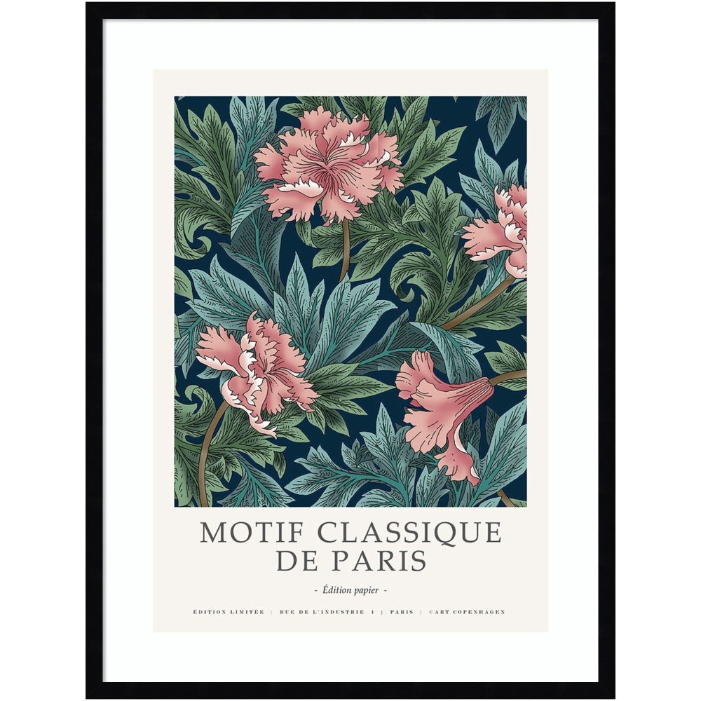 Amanti Art Motif Classique 2 by Design Fabrikken Wood Framed Wall Art Print, 25inW x 33inH, Black