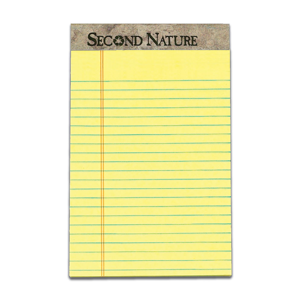 TOPS Second Nature 30% Recycled Writing Pads, 5in x 8in, Legal Ruled, 50 Sheets, Canary, Pack Of 12 Pads