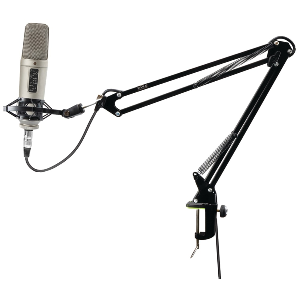 Pyle Universal Table Clamp Boom Shock Microphone Mount, Black