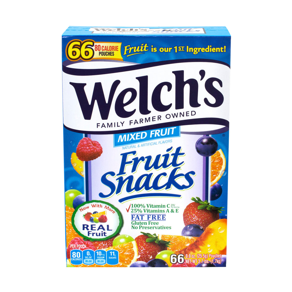 Welchs Mixed Fruit Snacks, 0.9 oz., Box Of 66 Pouches