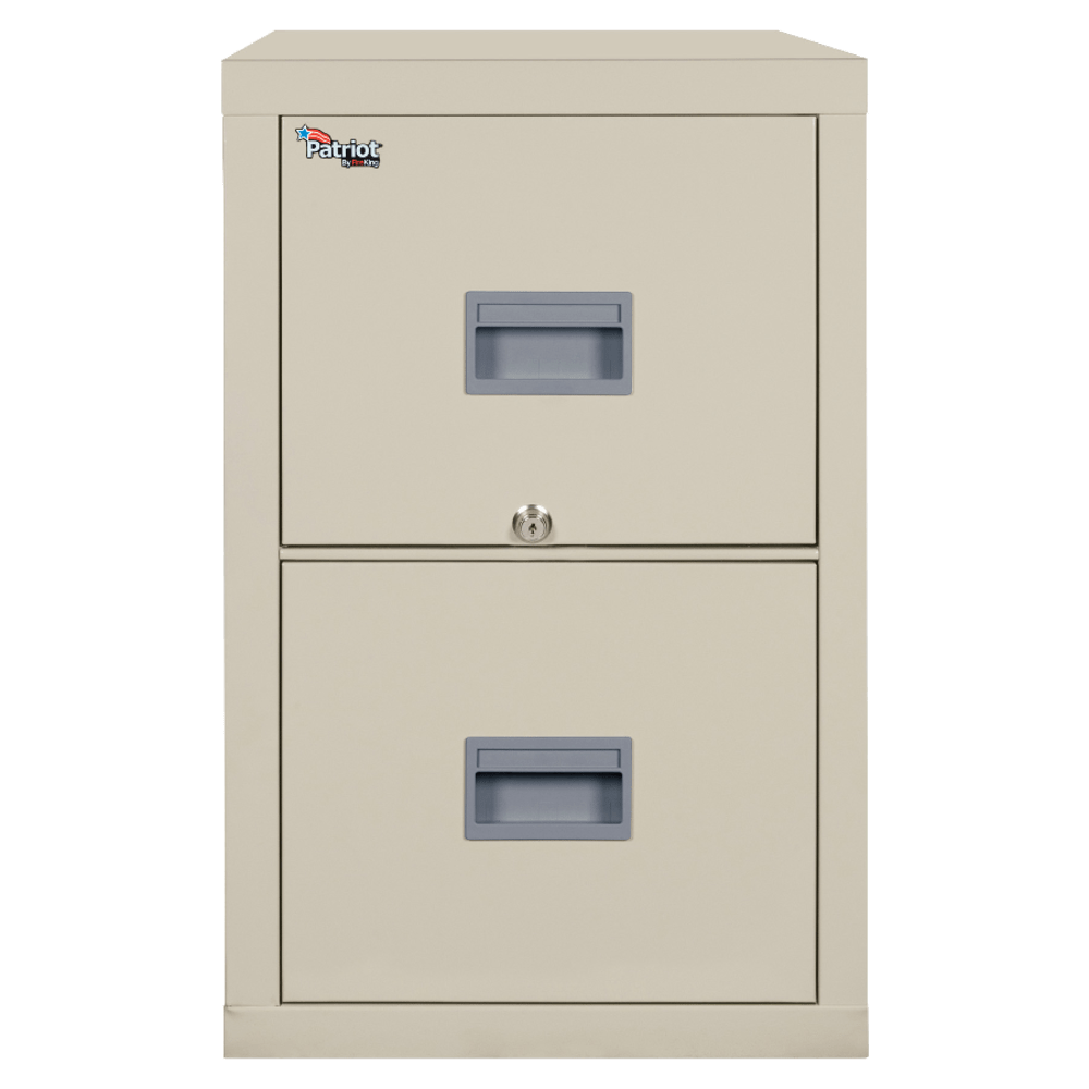 FireKing Patriot 25inD Vertical 2-Drawer Fireproof File Cabinet, Metal, Parchment, White Glove Delivery