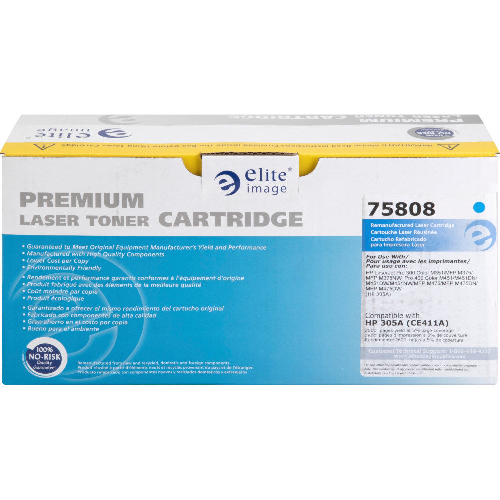 Elite Image Remanufactured Cyan Toner Cartridge Replacement For HP 305A, CE411A