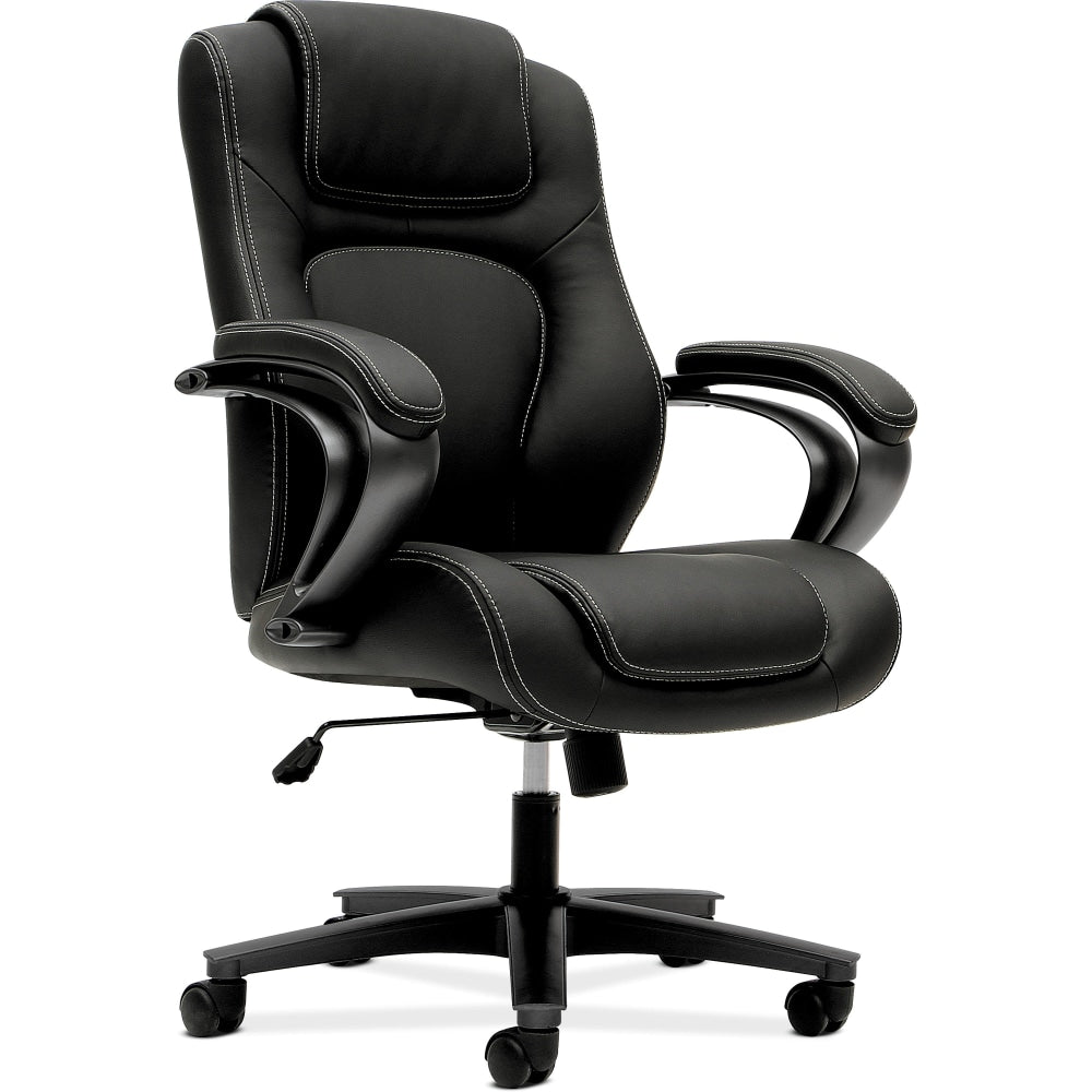 HON Basyx Ergonomic Bonded Leather Fixed Arm Executive Chair, Black