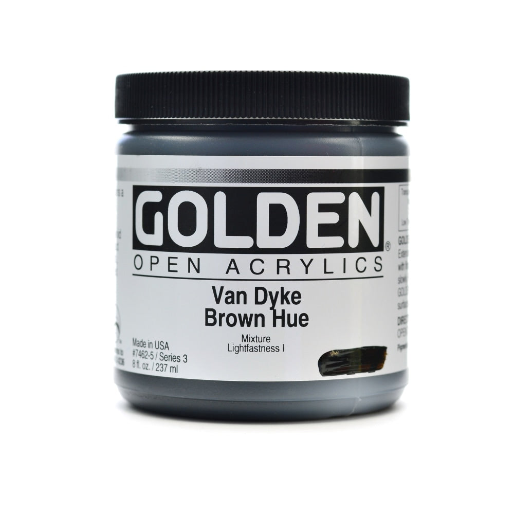 Golden OPEN Acrylic Paint, 8 Oz Jar, Van Dyke Brown Hue