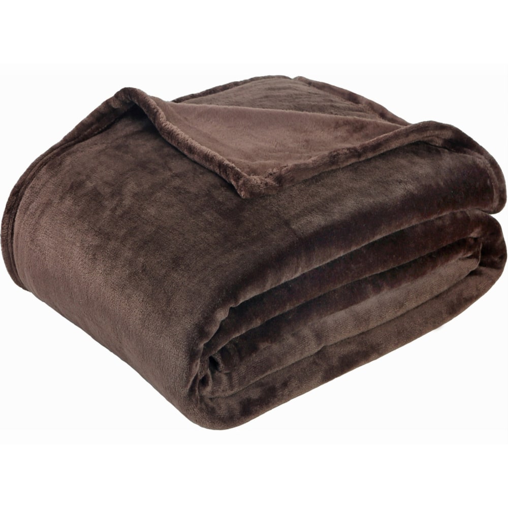 Sedona House Premium Microfiber Velvet Plush Flannel Throw Blanket, 60in x 80in Twin, Coffee