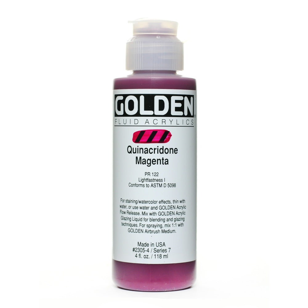 Golden Fluid Acrylic Paint, 4 Oz, Quinacridone Magenta