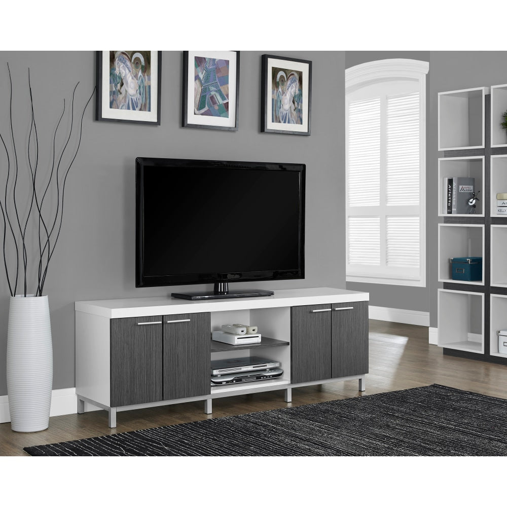 Monarch Specialties Two Tone TV Stand For TVs Up To 60in, Gray/White