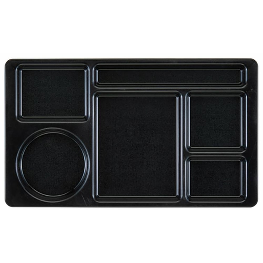 Cambro Camwear 6-Compartment Serving Trays, 8-3/4in x 15in, Black, Set Of 24 Trays