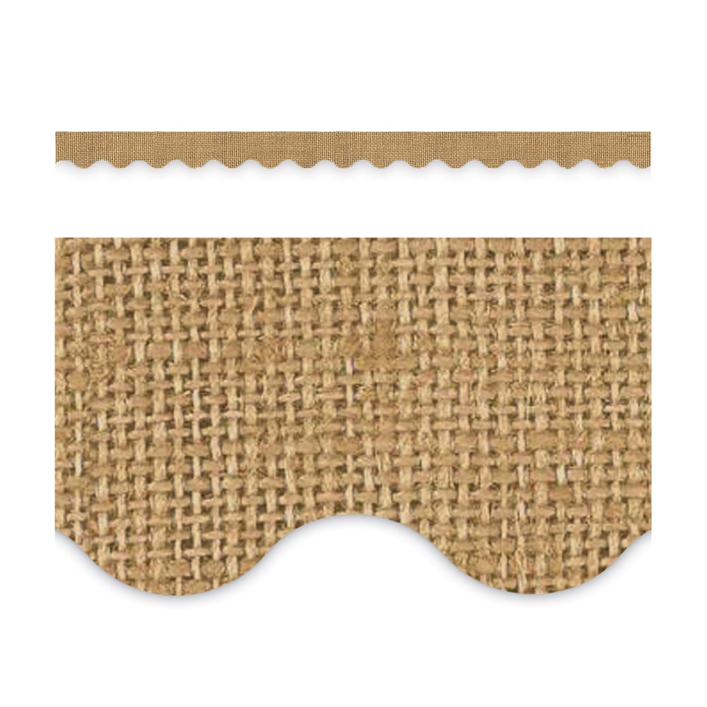 Teacher Created Resources Scalloped Border Trim, 2-3/16ft" x 35ft", Burlap, 12 Boarders Per Pack, Set Of 6 Packs