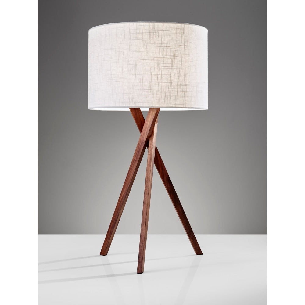 Adesso Brooklyn Table Lamp, 29 1/2inH, White Shade/Walnut Base