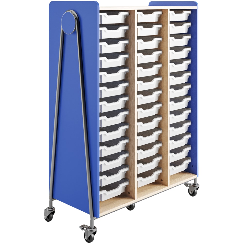 Safco Whiffle Triple-Column 39-Drawer Mobile Storage Cart, 60inH x 43-1/4inW x 19-3/4inD, Spectrum Blue