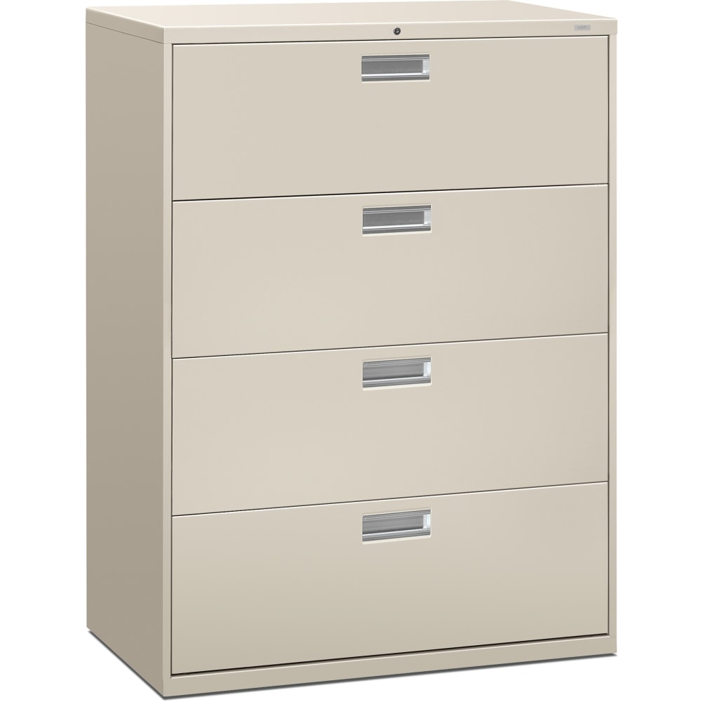 HON Brigade 600 42inW x 19-1/4inD Lateral 4-Drawer File Cabinet, Light Gray