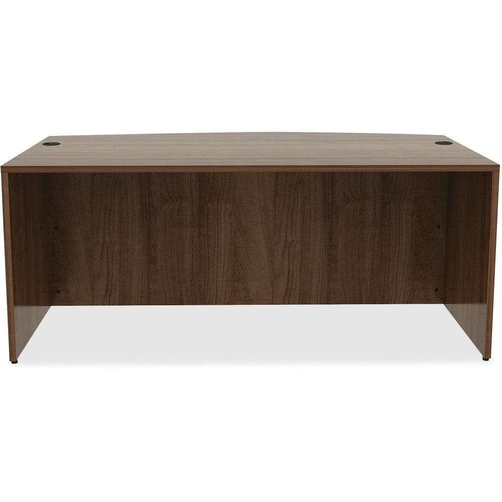 Lorell Essentials 71inW Bow-Front Shell Computer Desk, Walnut