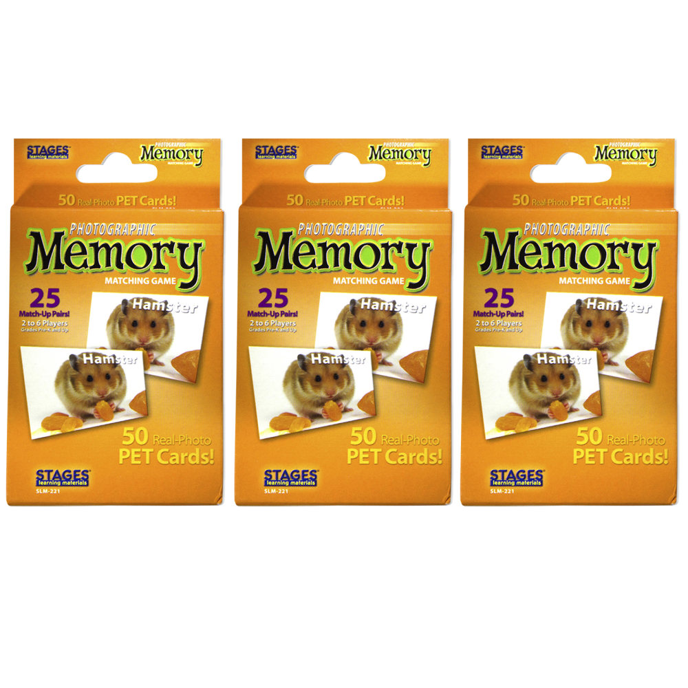 Stages Learning Materials Pets Photographic Memory Matching Games, Pack Of 3 Games