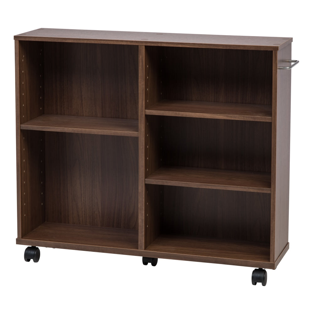 IRIS 26inH 5-Shelf Wide Rolling-Shelf, Dark Brown