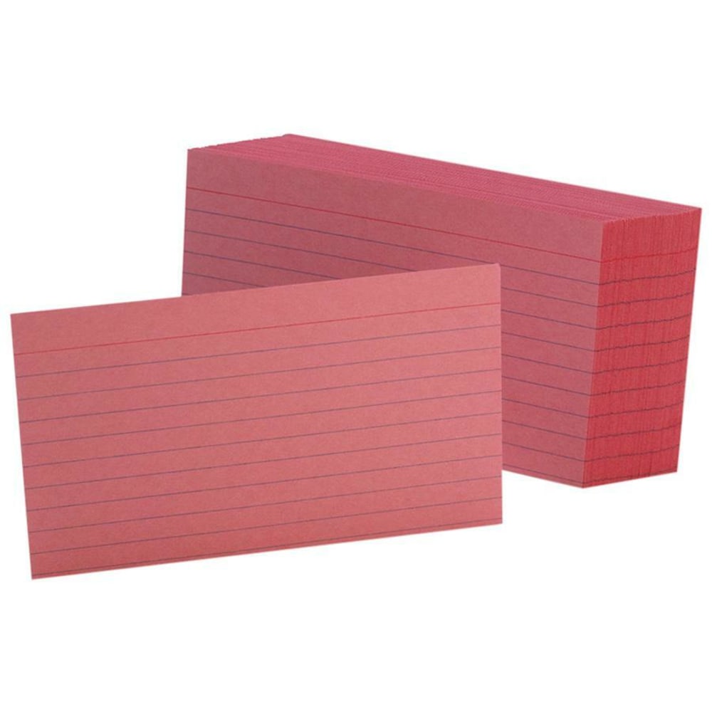 Oxford Color Index Cards, Ruled, 3in x 5in, Cherry, Pack Of 100