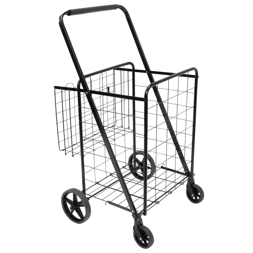 Mount-It! MI-907 Rolling Utility Shopping Cart, 22inH x 18inW x 16inD, Black