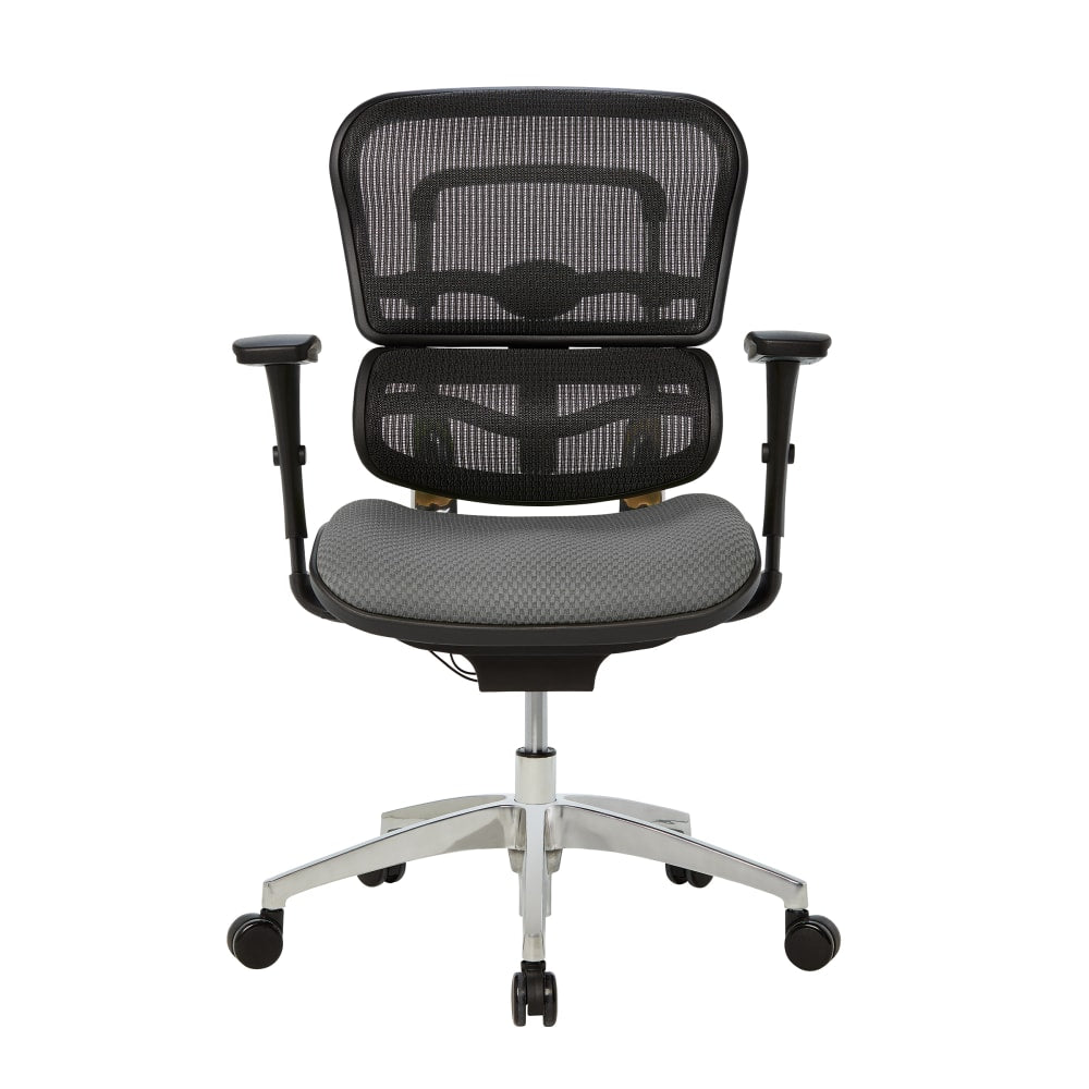 WorkPro 12000 Series Ergonomic Mesh/Premium Fabric Mid-Back Chair, Black/Gray, BIFMA Compliant