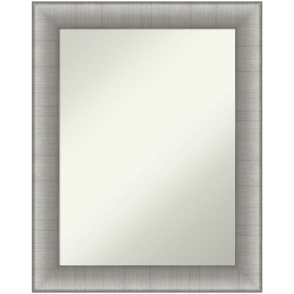 Amanti Art Non-Beveled Rectangle Framed Bathroom Wall Mirror, 28-3/4in x 22-3/4in, Elegant Brushed Pewter