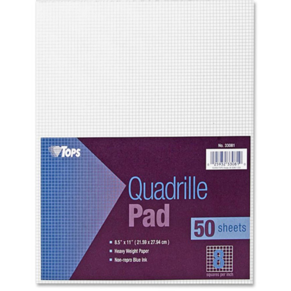 TOPS Graph Pad - 50 Sheets - Both Side Ruling Surface - 20 lb Basis Weight - Letter - 8 1/2in x 11in - White Paper - 1 / Pad