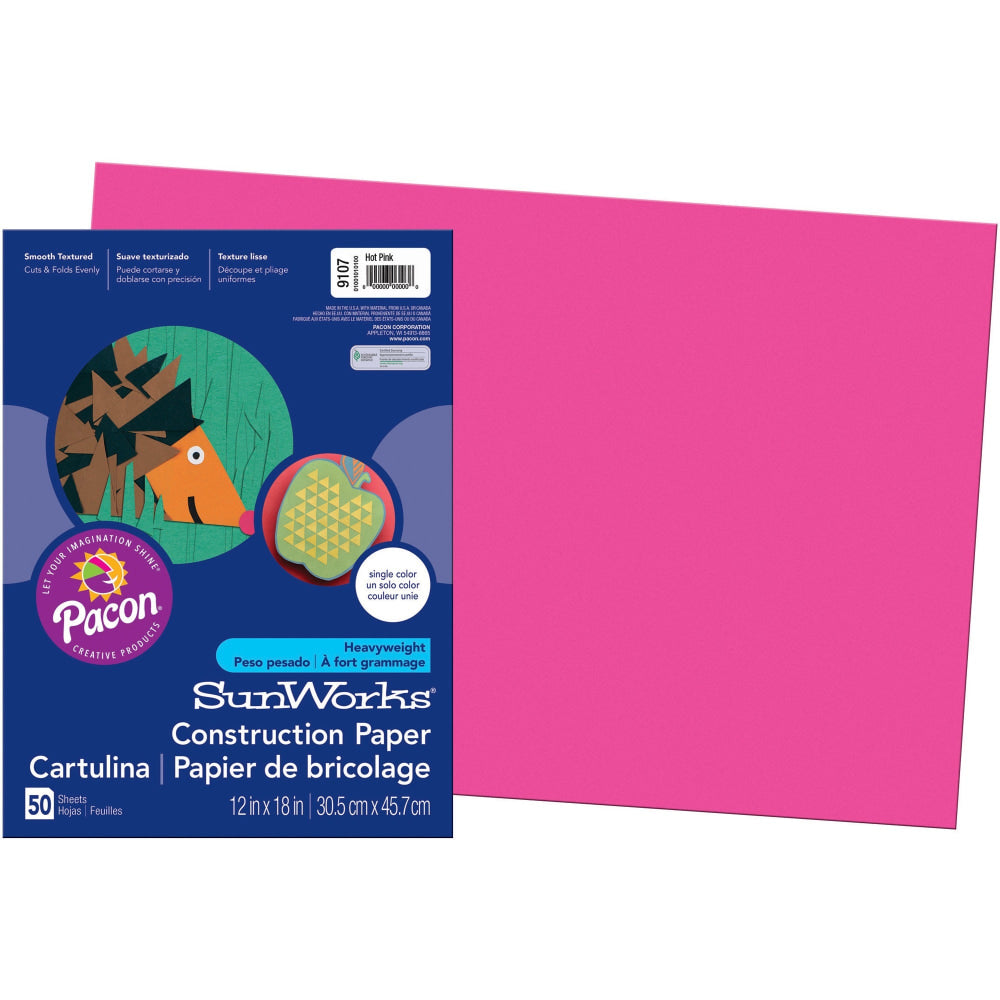 Prang Construction Paper, 18in x 12in, 50 Sheets, Hot Pink