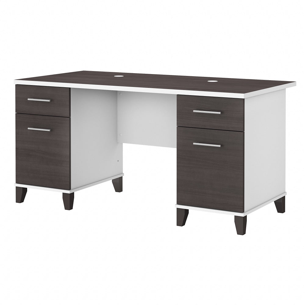 Bush Business Furniture Somerset 60inW Office Computer Desk With Drawers, Storm Gray/White, Standard Delivery