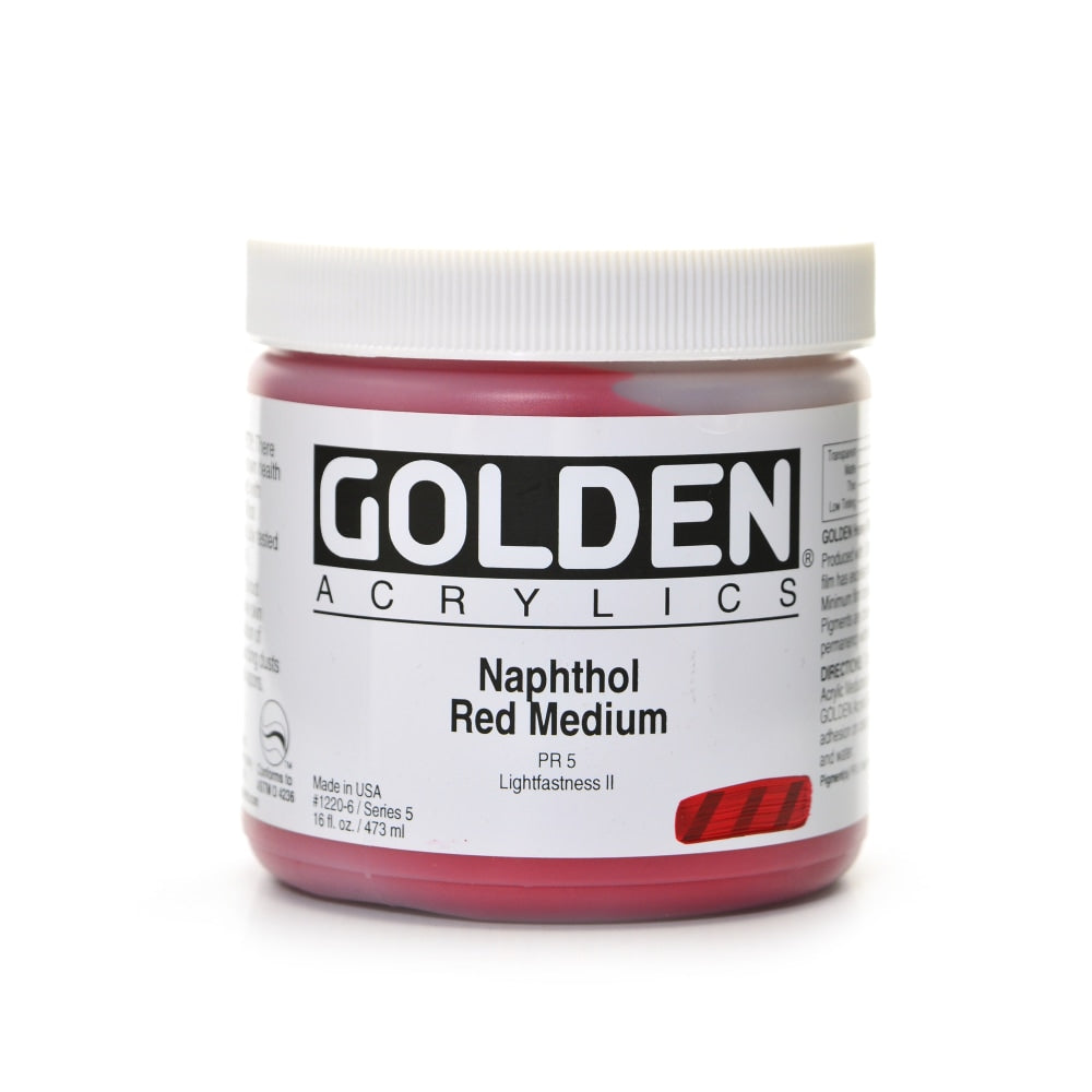 Golden Heavy Body Acrylic Paint, 16 Oz, Naphthol Red Medium