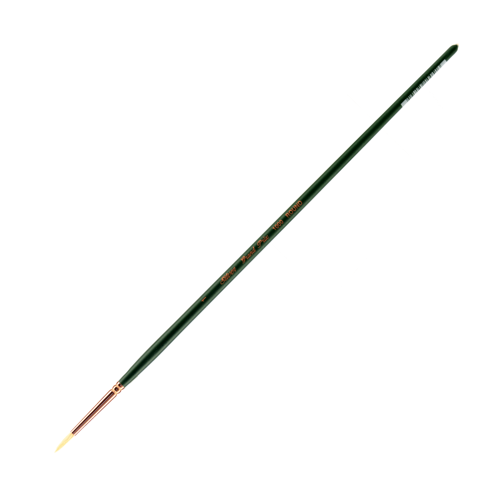 Silver Brush Grand Prix Paint Brush Series 1000, Size 1, Round Bristle, Hog Hair, Green