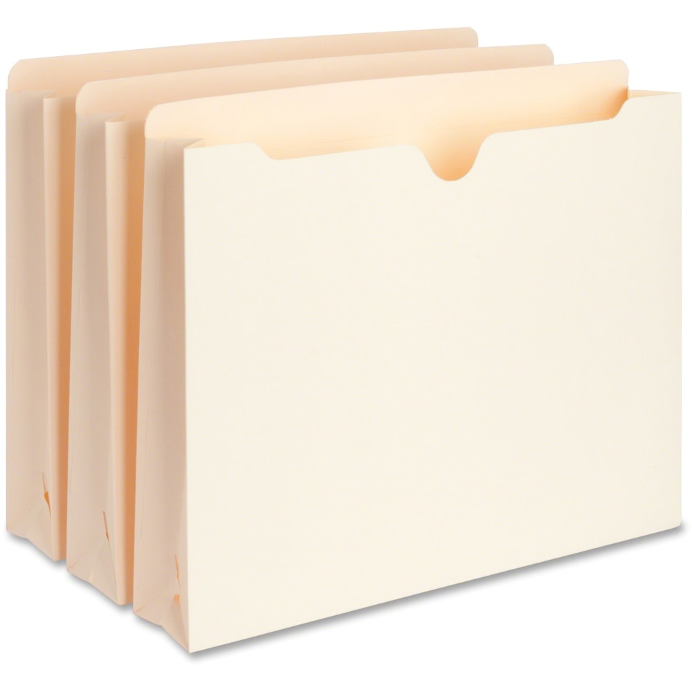 Business Source 2-Ply Vertical Expanding File Pockets, 2in Expansion, Letter Size, 8 1/2in x 11in, Manila, Box Of 50 Pockets