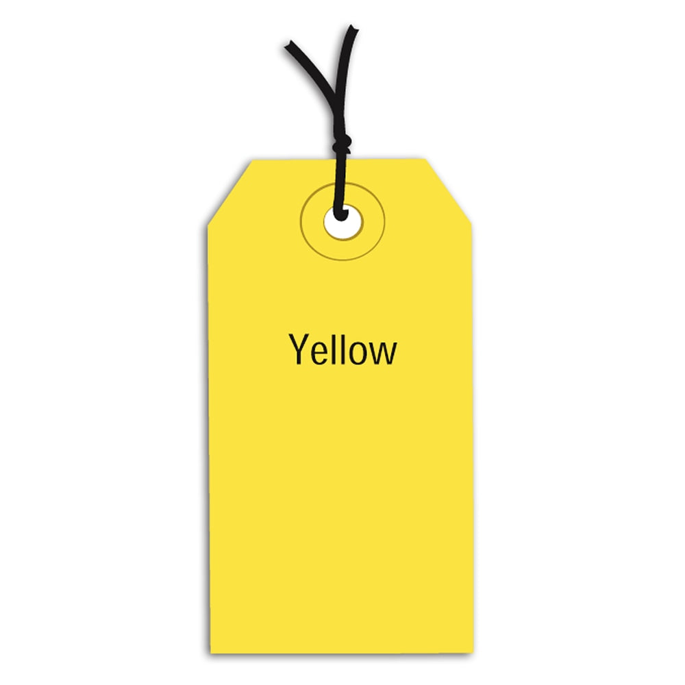 Partners Brand Prestrung Color Shipping Tags, #6, 5 1/4in x 2 5/8in, Yellow, Box Of 1,000