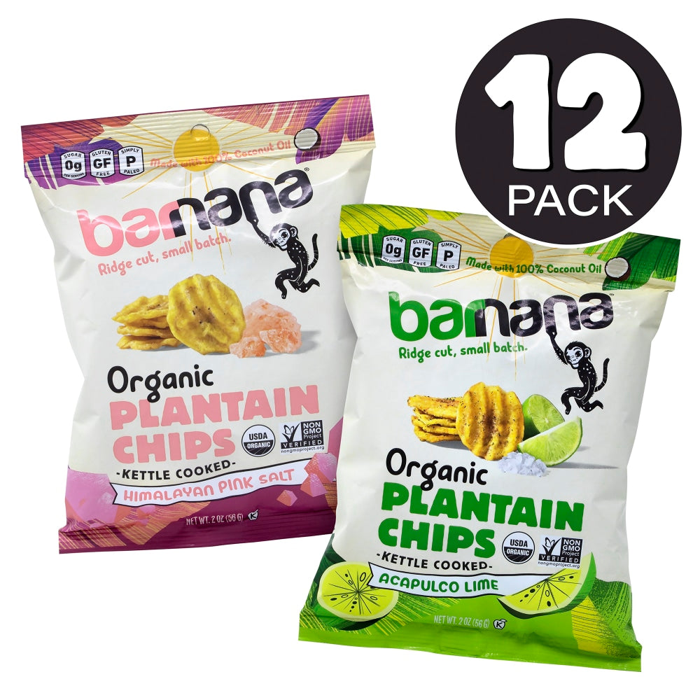 Barnana Plantain Chips, 2 Oz, Pack Of 12 Bags