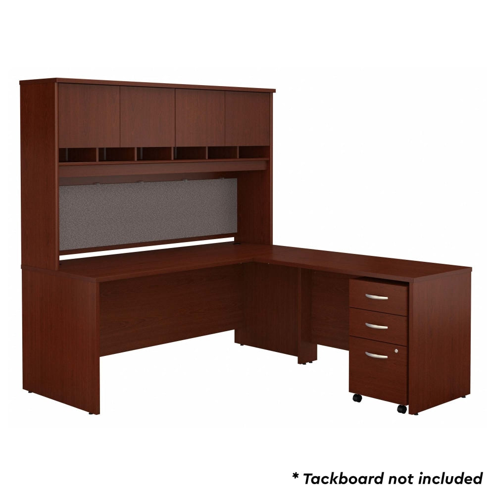 Bush Business Furniture 72inW L-Shaped Corner Desk With Hutch And Mobile File Cabinet, Mahogany, Standard Delivery