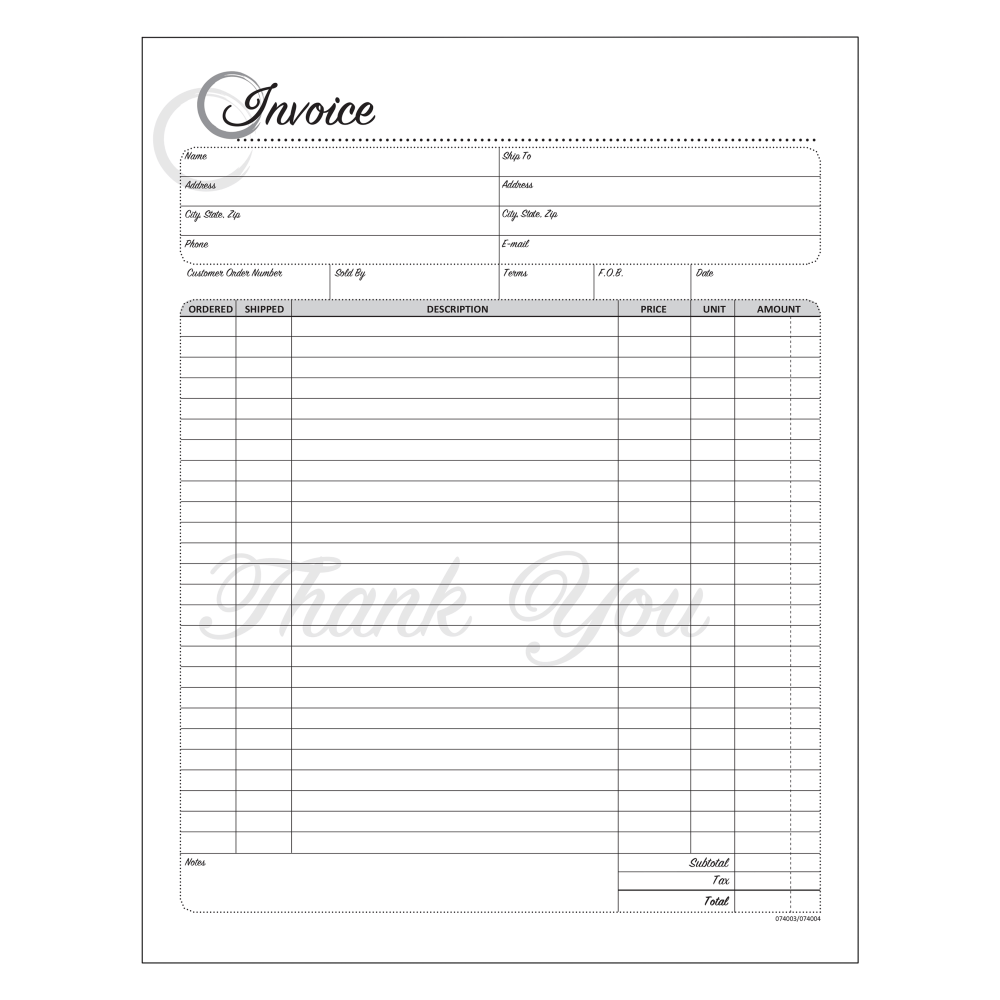 COSCO Invoice Form Book With Slip, 2-Part Carbonless, 8-1/2in x 11in, Artistic, Book Of 50 Sets