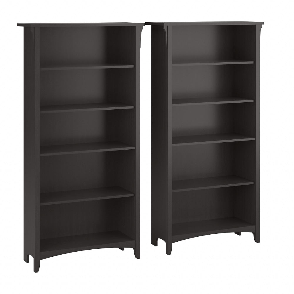 Bush Business Furniture Salinas 63inH 5-Shelf Bookcases, Vintage Black, Set Of 2 Bookcases, Standard Delivery