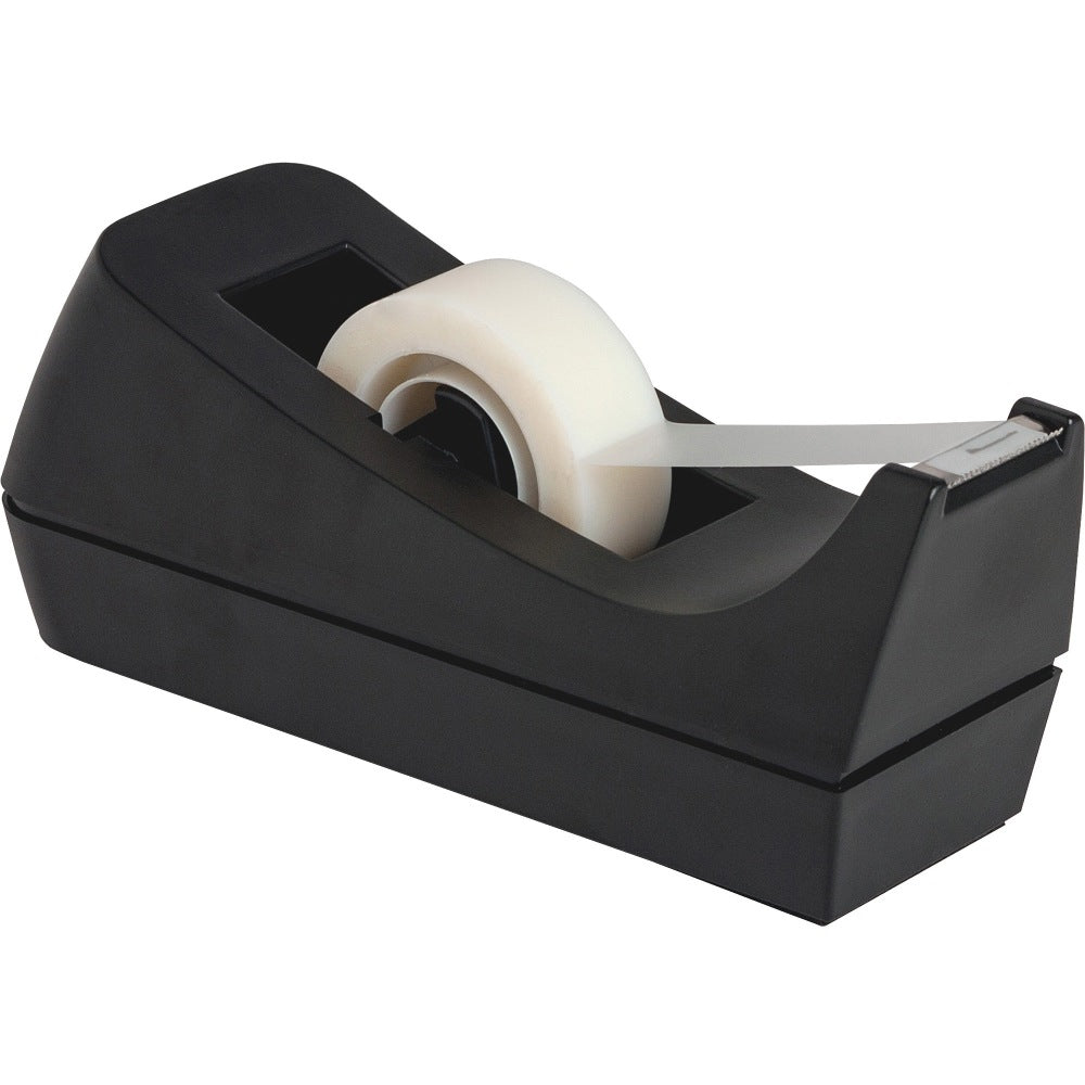 Business Source Standard Desktop Tape Dispenser - 1in Core - Non-skid Base - Plastic - Black - 1 Each